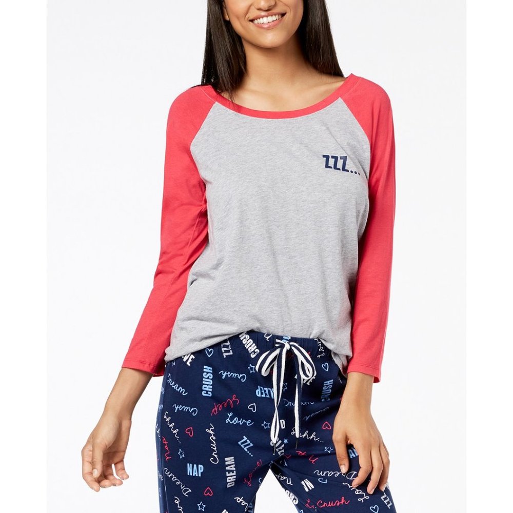 Jenni Raglan-Sleeve Graphic Pajama Top